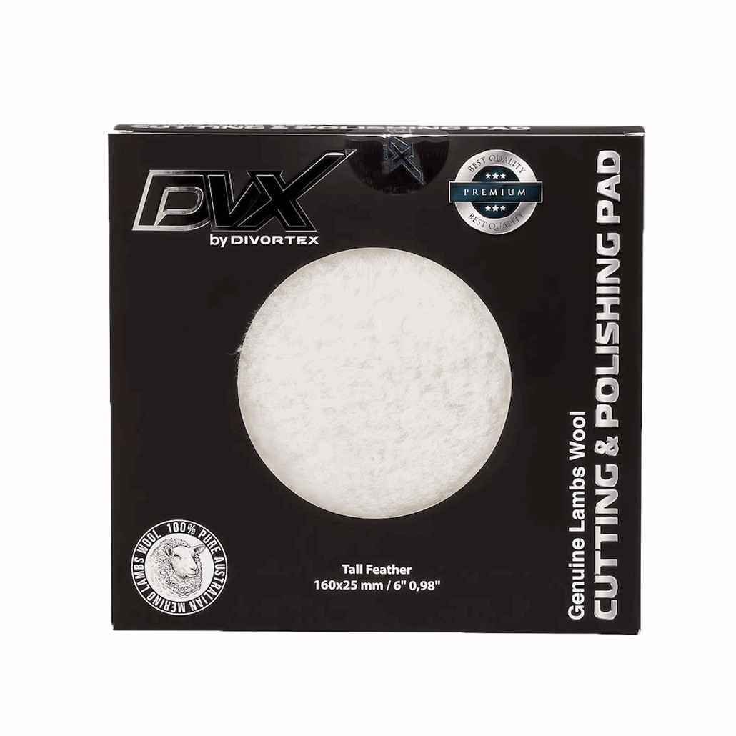 Divortex WHITE Genuine Lambswool Cutting & Polishing & Wax Pad / Tall Feather 160*25 mm