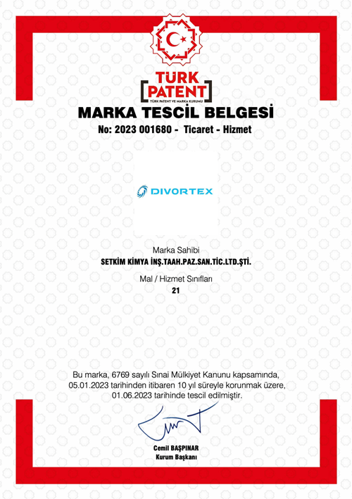 Divortex Trademark Registration Certificate 2023 001680 (Türk Patent)