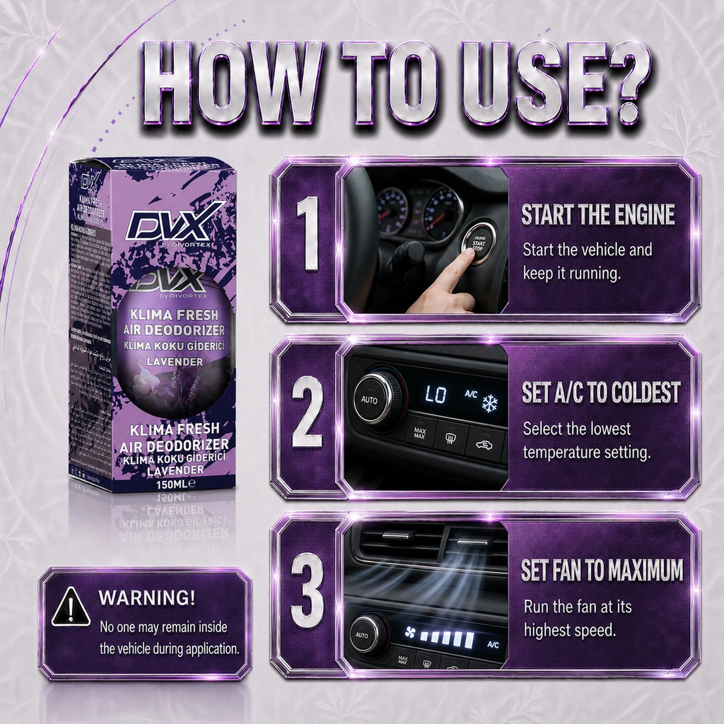 How to use DVX A/C Fresh car A/C spray | Lavender