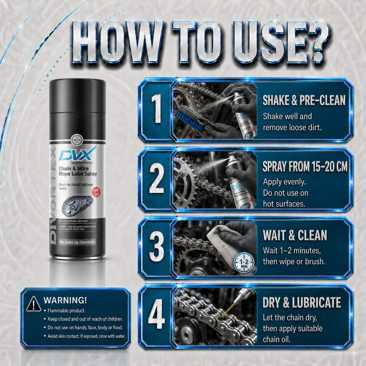 Chain Lubricant Sprey (Thin) 400 ML - how to use