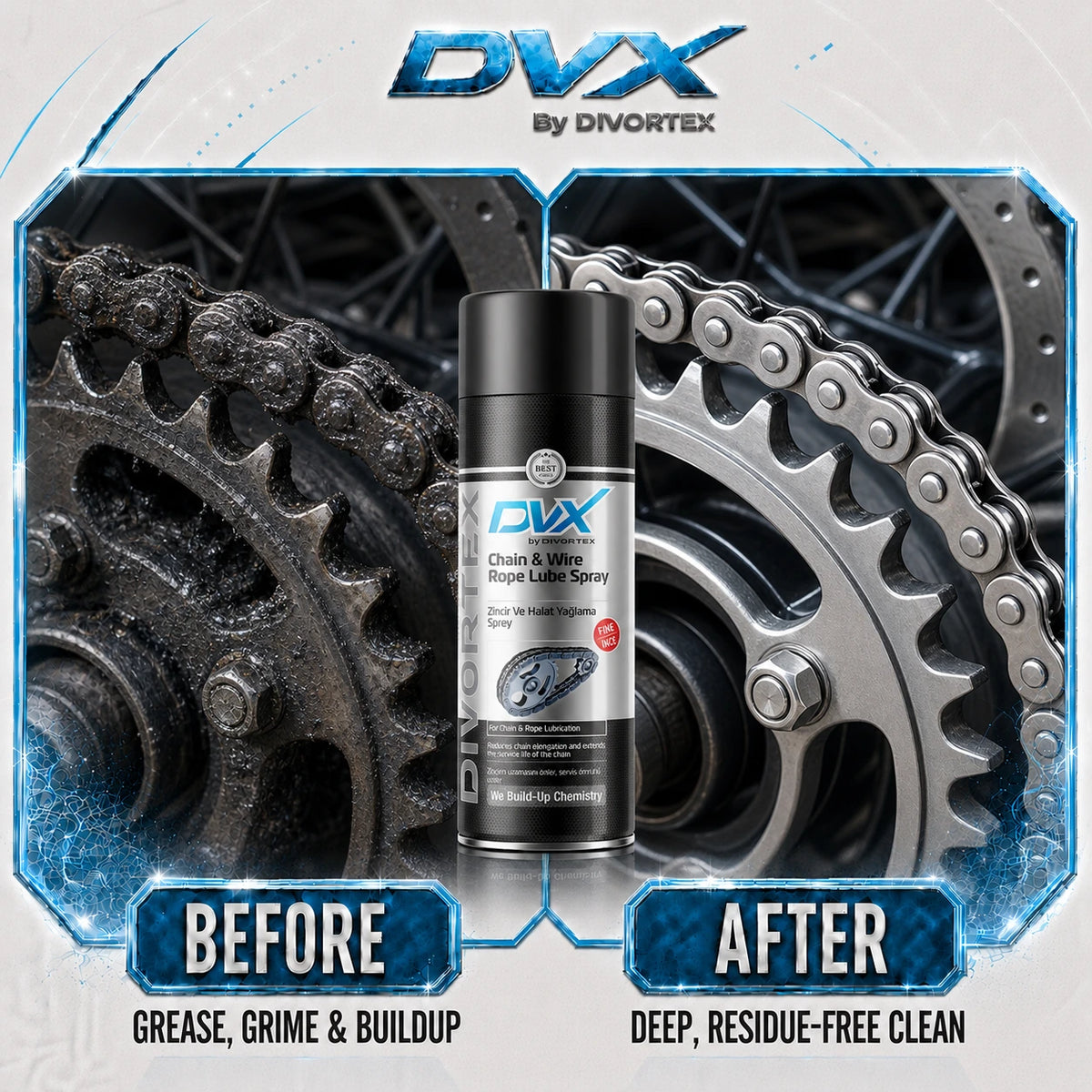Chain Lubricant Sprey (Thin) 400 ML - before and after