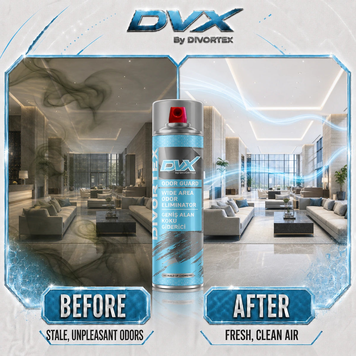Wide Area Fragrance 500 ML - before and after | Odor Guard