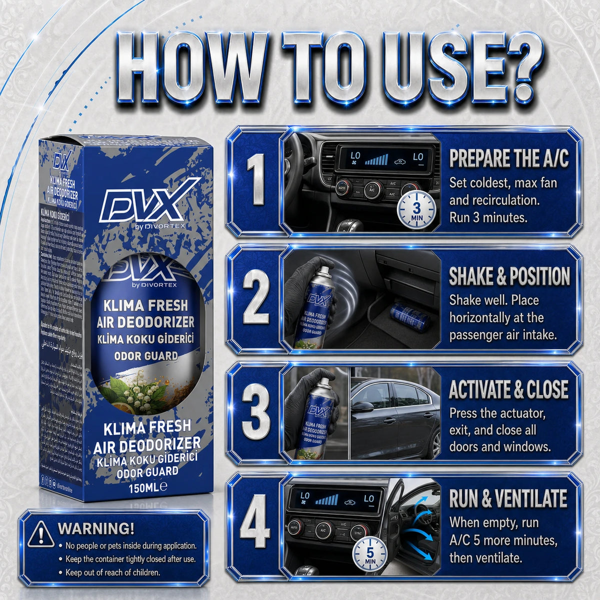 How to use DVX A/C Fresh car A/C spray | Odor Guard
