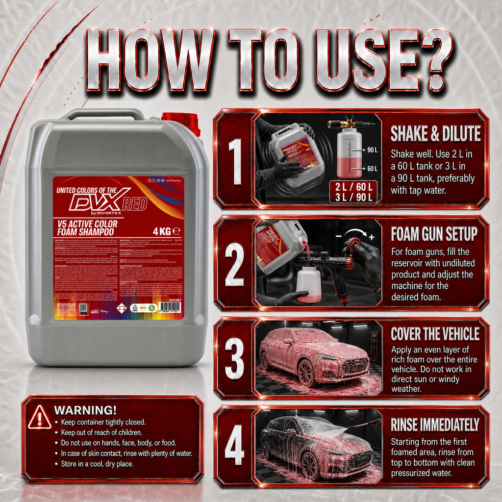 United Colors Active Foam Car Wash Shampoo - how to use | Red