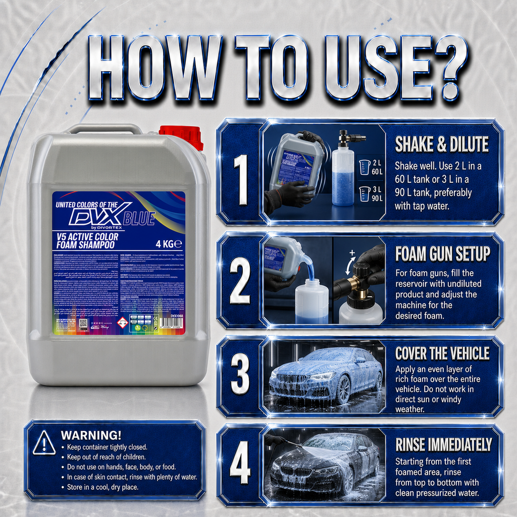 United Colors Active Foam Car Wash Shampoo - how to use | Blue