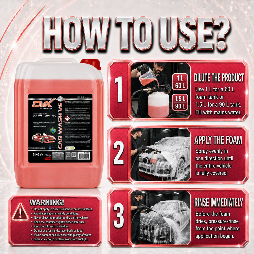 How to use DVX Car Wash V6 brushless car shampoo