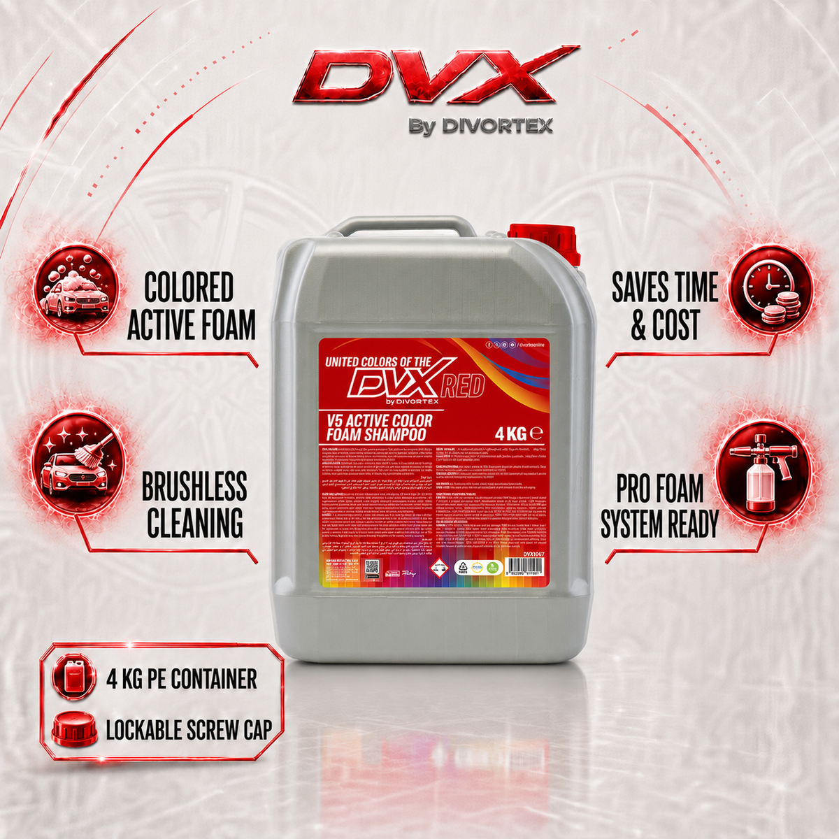 United Colors Active Foam Car Wash Shampoo - features | Red