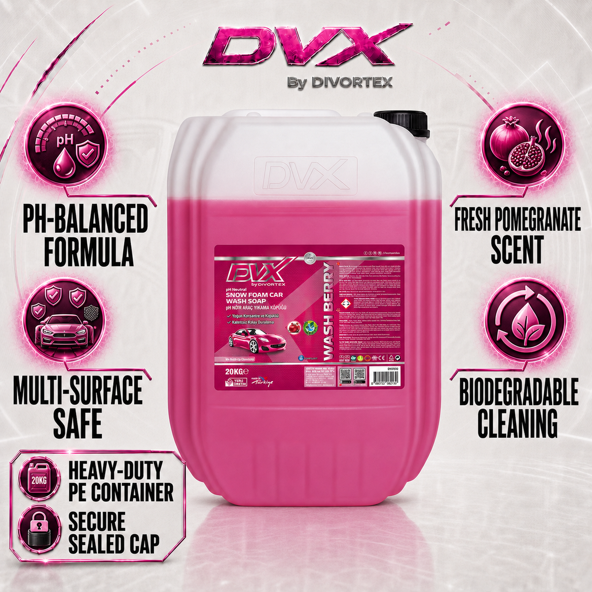 DVX Wash & Berry car shampoo - product features
